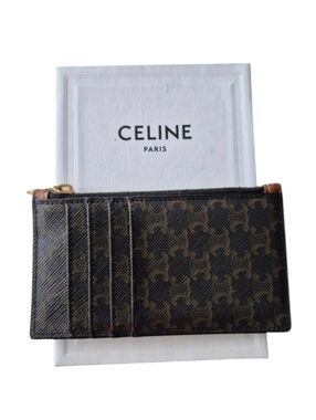 Celine Zipped Triomphe Leather Card Coin Holder